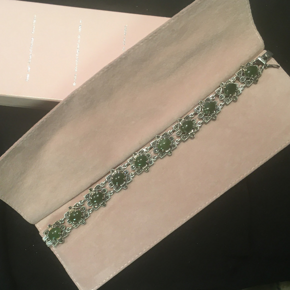 Green Jade and Marcasite Gemstone Bracelet~REDUCED~